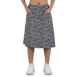 beroy Women Athletic Skirts Mid Length,Women Casual Skirt with 3 Pockets(XXXLBlack White)
