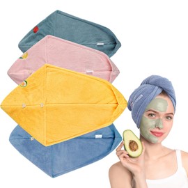 WYRGQIQN Microfibre Towel - Premium Hair Turban for Women, Quick-Drying, Versatile and Comfortable, Set of 4