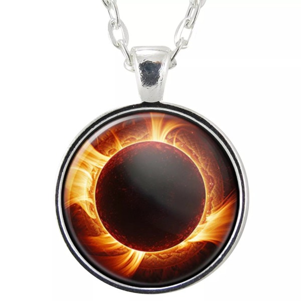 Handmade Solar Eclipse Pendant Necklace, Cosmic Space Jewelry, Astronomer Gift