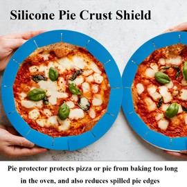 Generic Adjustable Silicone Pie Crust Shields Baking Protectors Cover Ring Fits 8-11.4 Inch Pies Baking Pie Crust Shield Protector Cover for Edges (Blue-2Pcs), LYRAIN-119