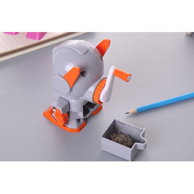 .Robot Pencil Sharpener, Manual Hand Cranking Pencil Sharpener with Cartoon