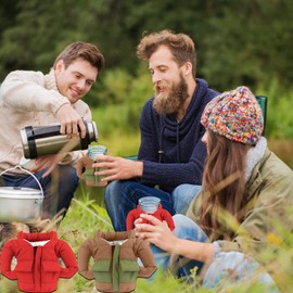 OUYOOLE Drinkware Jacket,2 Pack Beverage Jacket, Great Packaged Coozy for Cans, Funny Can Cover Gifts for Women, Men, Mom, Dad and Boyfriend(2 Pack Red)