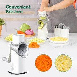 EDEFISY Cheese Grater,5-in-1 Cheese Grater With Handle, Perfect for Cheese Shredder in the Kitchen. Versatile Rotary Cheese Grater Can Also be Used for Vegetables, Nuts, and Chocolate