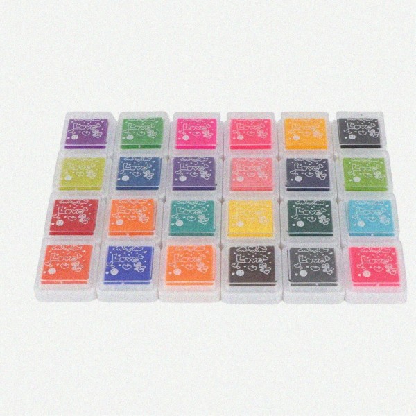 CopperNoir 24-Color Ink Pad Set for DIY Scrapbooking, Rubber Stamps,