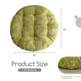 HIGOGOGO Papasan Chair Cushion with Corduroy Cover (Without Chair), 48 x 48 Inch Supportive Cushion, Overstuffed Chair Cushion,Green