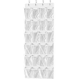 Organizador de zapatos colgante con 24 bolsillos grandes y transparentes para colgar en la puerta de Simple Houseware, color blanco (56 x 22.5 pulgadas)