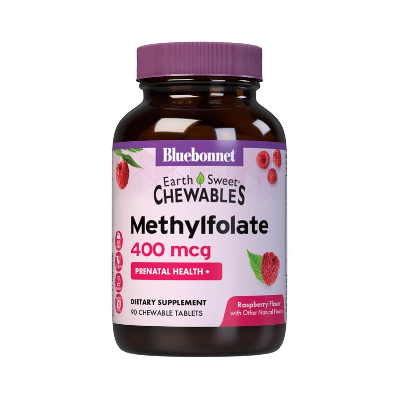 Bluebonnet Earth Sweet Cellular Active Methylfolate 400 mcg Chewable Tablets,