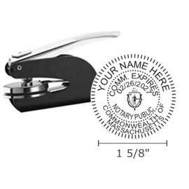 Black Pocket Seal Embosser; Notary Modern Journal Bundle | Massachusetts