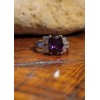 Amethyst Cushion Cut Lab Created Amethyst Cocktail Ring CZ Accents