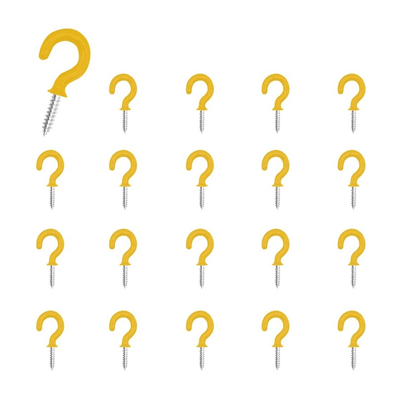 20 Pcs White Cup Hooks, Threaded Screw in Hooks for