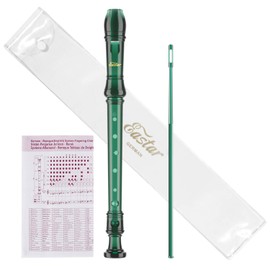 Eastar Soprano Recorder Instrument for Kids Students Beginners, German fingering C Key Recorder Instrument 3 Piece with Cleaning Kit, Storage Bag, Fingering Chart, ERS-1GG, Dark Green, School-Approved