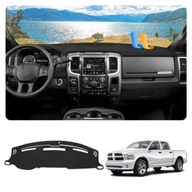 FIILINES Dash Cover for 2010-2018 Dodge Ram 1500(Without Hud), Dashboard Mat Accessories Dash Cover Sunshade Nonslip Mesh Protector No Glare Black