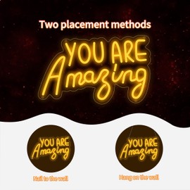 You are Amazing Neon Sign for Wall Decor, USB Powered Amazing Led Sign, Reusable You are Amazing Light Up Sign for Boys and Girls, Light Up Signs for Bedroom and Livingroom