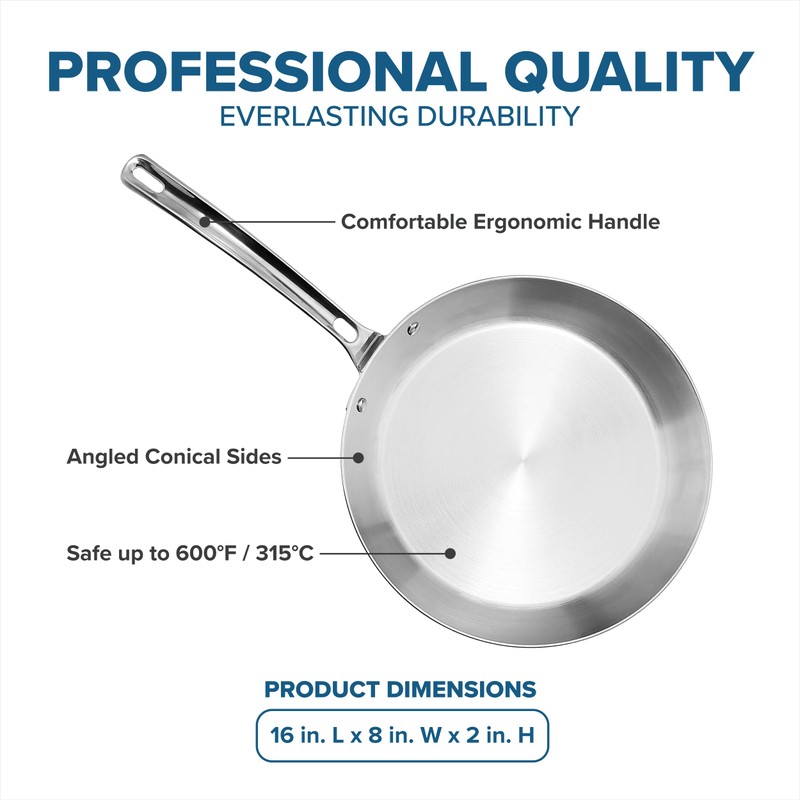 Viking Contemporary 3-Ply Non Stick Frying Pan, 8 Inch Stainless