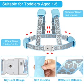 Accmor 3 in 1 Toddler Harness Leash, Reflective kids Harnesses with Anti Lost Wrist Link, Child Leashes with Lock for Boys Girls, Baby Walking Wristband Rope Protection Tether for Outdoor