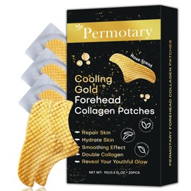 Jakuva 24K Gold Forehead Wrinkle Patches for Face-Hydrogel Pads with Hydrolyzed Collagen And Vitamin E, Forehead Wrinkles Care for Strips Moisturizing,20PCS