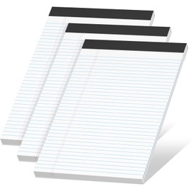 White Note Pads A4 College Ruled Legal Pad, 3 Pack Notepads A4 Lined Paper Pad Narrow Ruled Writing Pads, 30 Sheets Per Note Pad, Micro Perforated White Legal Pads A4 Line Pads for Work/School/Office