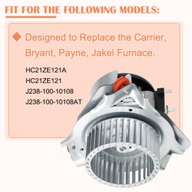 Hiorucet J238-100-10108 HC21ZE121A Furnace Draft Inducer Blower Motor Assembly for Jakel Carrier Payne Bryant, HC21ZE121 Inducer Motor Replacement Parts for Jakel inc J238-100-10108AT.