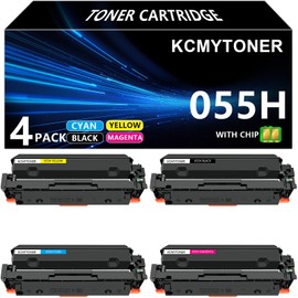 KCMYTONER 4 Pack CRG055H Black Cyan Yellow Magenta Toner Cartridge Compatible for Canon 055 055H Works with Color imageCLASS MF741Cdw MF743Cdw MF745Cdw MF746Cdw LBP664Cdw Laser Printer