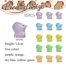 AMBEERT 35 PCS Mini Resins Capybara, Minis Capybara, Resins Animals, Mini Resin Animals, Miniature Figures in the Dark, Small Animal Miniature Figures for Dollhouse, And Party Decoration