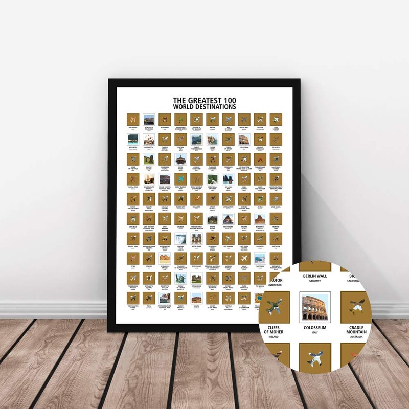 Mappinners The Greatest 100 World Destinations Scratch Off Travel Print