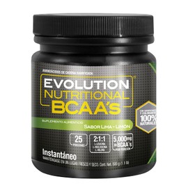EVOLUTION, Aminoácidos BCAA, Suplemento Alimenticio, Leucina, Sin Gluten, Pre Workout, Post Workout, Sabor Lima-Limón, 25 Porciones, 500g