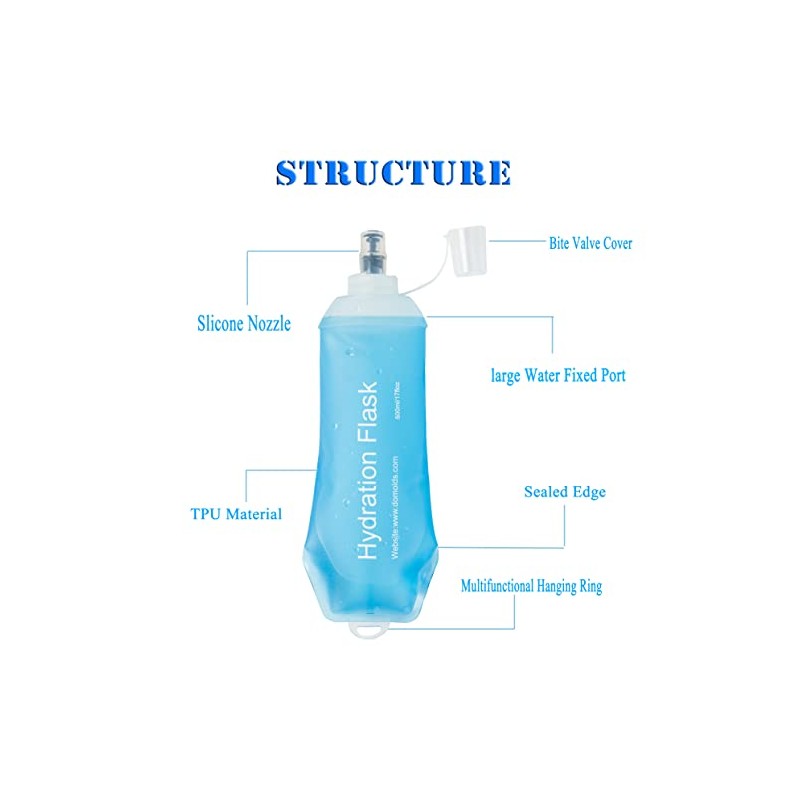 AXEN AXEN 500ML Soft Flask, TPU Foldable Running Hydration Flask,
