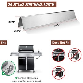 QuliMetal QuliMetal SUS304 24.5" Flavorizer Bars for Weber Genesis 300 Series Grills with Side Controls Knobs, Genesis E310 E320 S310 S320 EP310 EP320 (2007-2010), Heat Plates for Weber 7539 7540