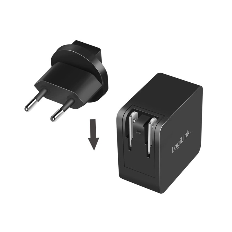 LogiLink GaN (Gallium Nitride) USB Fast Charge Travel Adapter 65W