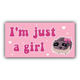 Magnetic Bumper Sticker Funny Sad Hamster Meme Magnet Sticker I'm Just A Girl Pink Funny Magnet Bumper Sticker for Car Truck, Waterproof UV-Resistant Size 7.5x3.75in