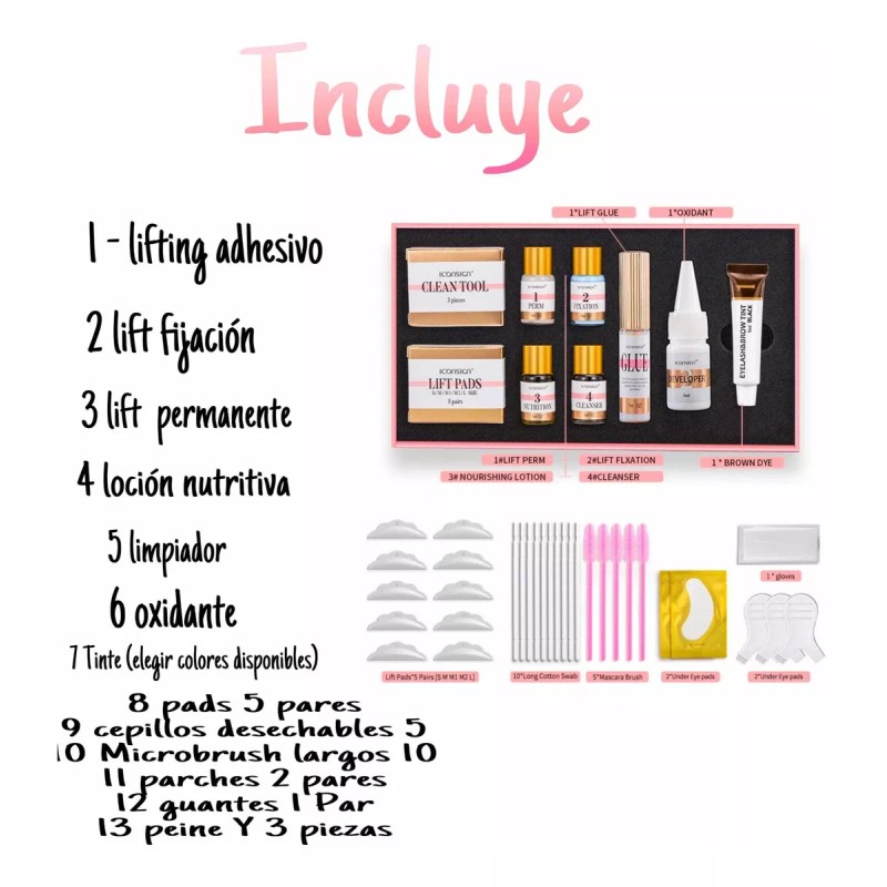 Inconsign Kit Rizado Pestañas Lash Lifting + Pigmento Pestañas Cejas