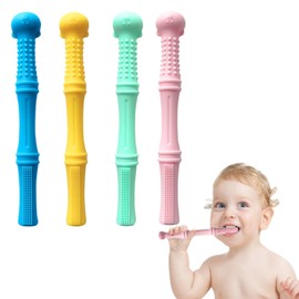 4 Stücke Baby Beißröhrchen,Silikon Beissring Baby,Hohle Beißröhrchen,Silikon Beißspielzeug für Kleinkinder mit stillendem Beißkauen,für Babys 0-6 Monate,Sensorische Erkundung und Zahnentlastung