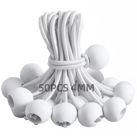 Eurtes Tensioning Straps with Ball, Pack of 50 Tarpaulin Tensioners with Ball, 15 cm Tent Rubbers Expander Sling Tent Rubber Tensioner with Ball, Short Elastic Band for Tarpaulins, Gazebos, Banners,