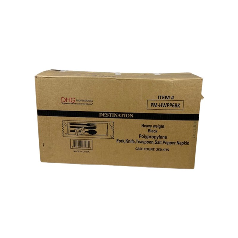 DHG PROFESSIONAL Heavy Duty Black Plastic Cutlery Sets 6 Items