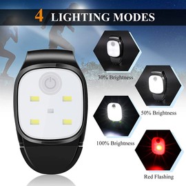 Clip On Flashlight Rechargeable 5 LEDs Hands Free 50 Lumens Running Lights for Runners Small Flashlights Powerful Portable Working Walking Camping Flashlight