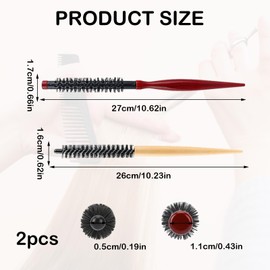2-PCS Hair Brush Salon Mini Roller - Small Round Nylon Bristles, Curling Brush for Blow Drying & Styling Bangs, Lifting Beard Care