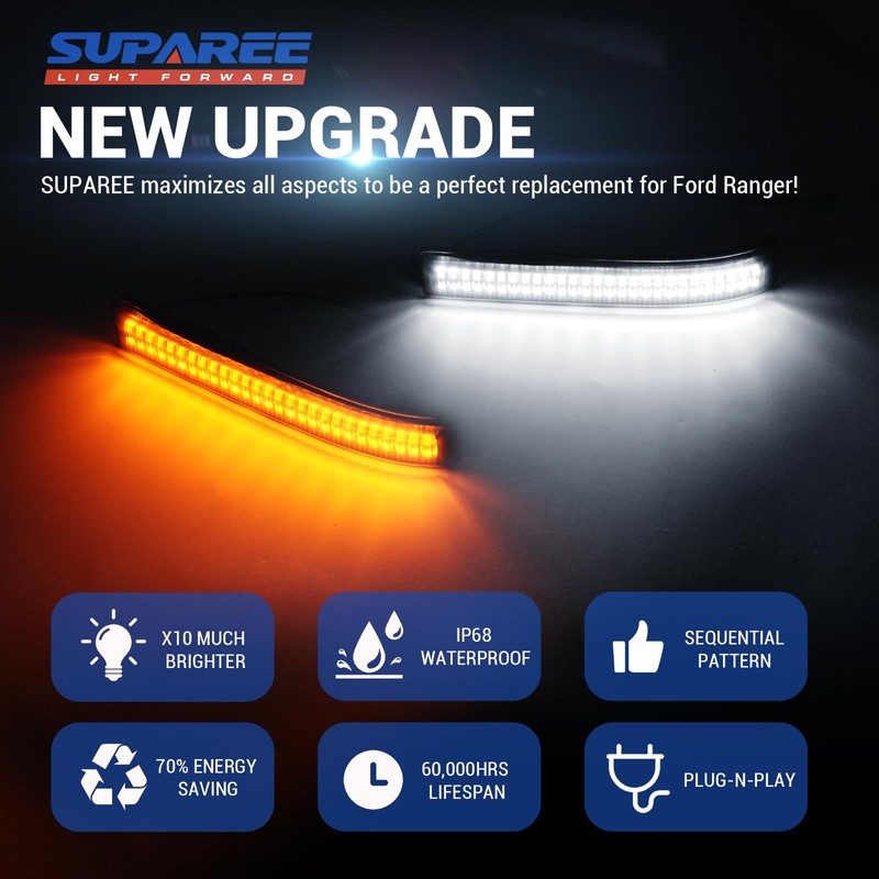 SUPAREE LED Switchback Side Mirror Turn Signal Lights Compatible for