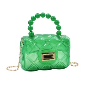 LEOMOSTE Little Girls Mini Jelly Purse Candy Color Transparent Small Crossbody Bag Cute Princess Handbags with Pearl Handle