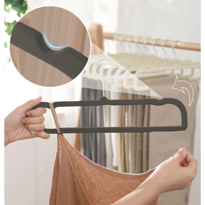 Velvet Trouser Hangers,Velvet Pants Hangers for Closet - JOMWEN 35cm