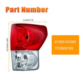 Waterproof Tail Light Assembly Compatible With 2007 2008 2009 Toyota Tundra With wiring harness, Replace for 81560-0C070 81560-0C090 TO2800165 TO2800183 (Right, Passenger Side)