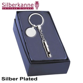 Silberkanne Keyring Whistle 11 x 3.5 x 1 cm with Engraving Plate Chip Silver Plated Premium Silver Plated
