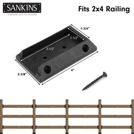 SANKINS 10pcs Deck Railing Bracket Connectors for 2x4, Durable PP Plastic Deck Railing Brackets, Black