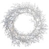 Pre-Lit Flocked Twig Artificial Christmas Wreath - 30" - LED