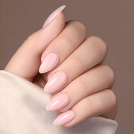 Dusty Pink Press on Nails Almond Shaped, SXVME Solid Color Glue on Nails Short Acrylic Fake Nails, Pink Extra Short Almond Nails Press ons, Natural Reusable Glossy False Nails for Women 30Pcs