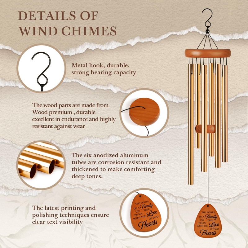 Leebbsin 40th Wedding Anniversary Wind Chime, Happy 40th Anniversary Romantic