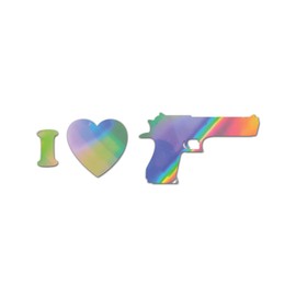 RDW I Love My Desert Eagle Premium Sticker Decal Oil Slick Rainbow Holographic Metallic Israel arms - Oil Slick - 2" W x 0.64" H