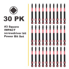 GEINXURN Impact Tough 3Inches #2 Square Insert Driver Bits,30Pack Magnetic SQ2 Screwdriver Bits Set 3”Long Impact Bit,Bulk