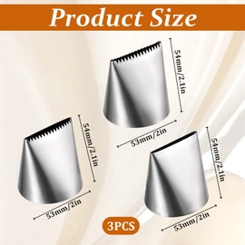 Qianyu Set of 3 Piping Nozzles Set Stainless Steel Large Piping Nozzles Nozzles Baking Accessories Professional Icing Mould Decoration Tools for Piping Bag DIY Cakes Choux Pastry Icing Cupcake