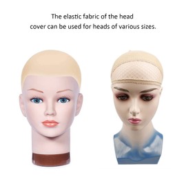 PFLYPF 1 Bald Head Latex Cap with 1 Hair Net for Theme Parties, Role Play, Shaving-Free Masquerade Balls, Santa Wig Hat (7.5 x 19 cm)