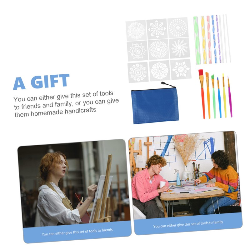 TEHAUX Portable Rocks Painting Kit DIY Dotting Tools Compact Mandala